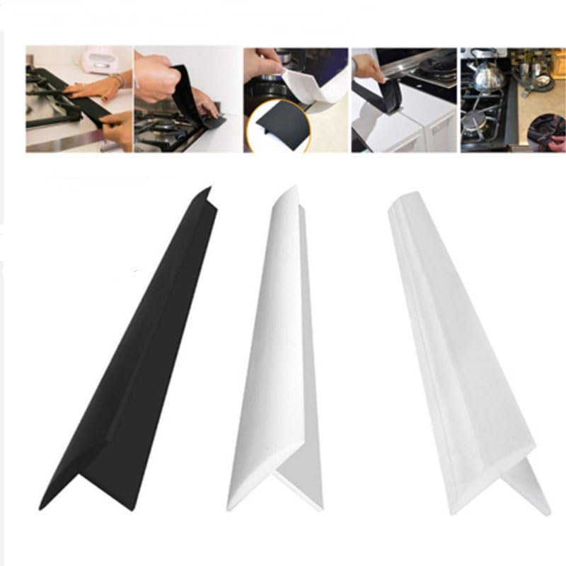 XZSUN 2 Pcs Silicone Stove Counter Gap Cover Oven Guard Seal Slit Strip Kitchen (White  25 Inch) - Image 2